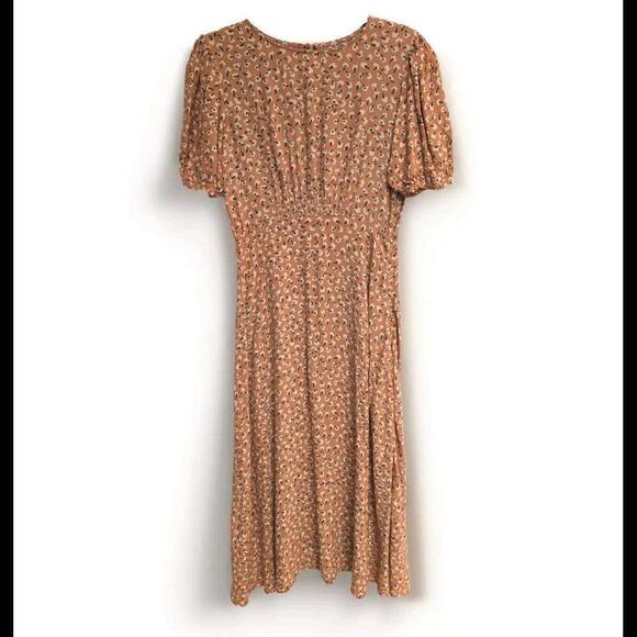 Faithfull The Brand Beline Midi Dress In Floral Rust Women's Size Small - Picture 1 of 6
